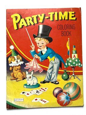 Artcraft PARTY TIME Vintage 1950s Coloring Book Circus